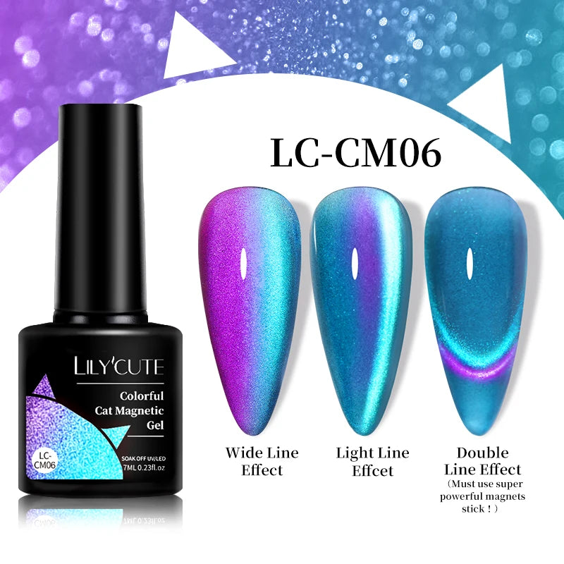 LILYCUTE 7ML 3 IN 1 Platinum Cat Magnetic Gel Nail Polish Silver Moonlight Magnetic Nail Sparkling Glitter Semi Permanent UV Gel