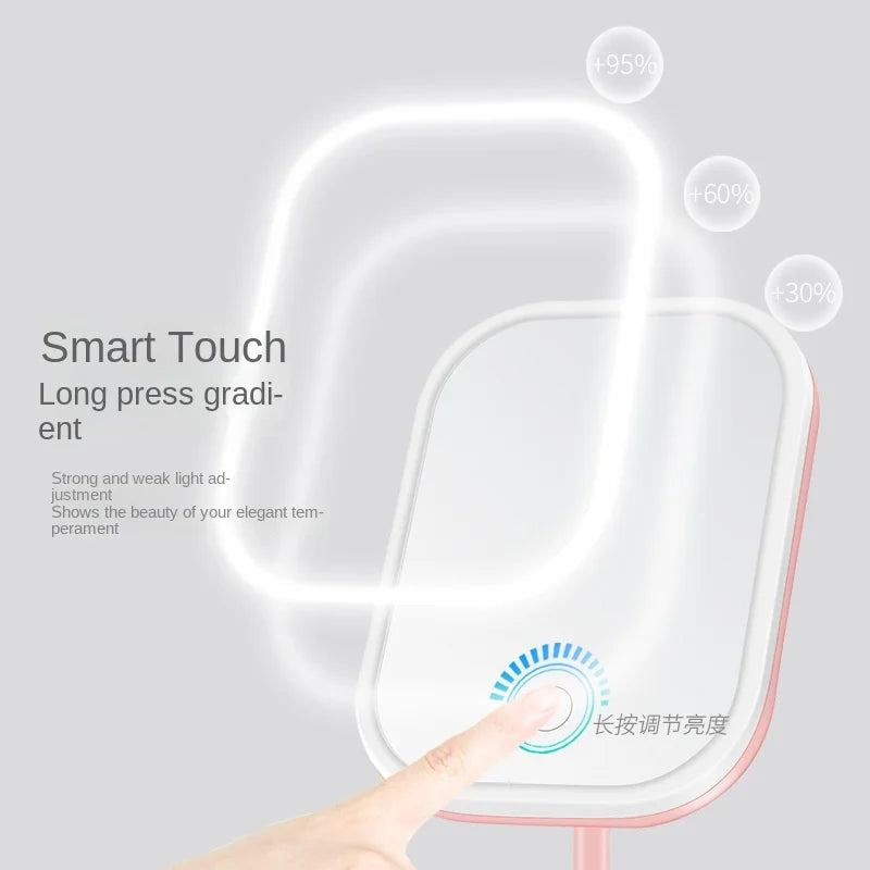 Led Vanity Mirror Intelligent Adjustable Monochrom/3color Light Vanity Mirror Desktop Fill Light Mirror One Touch Charging Model