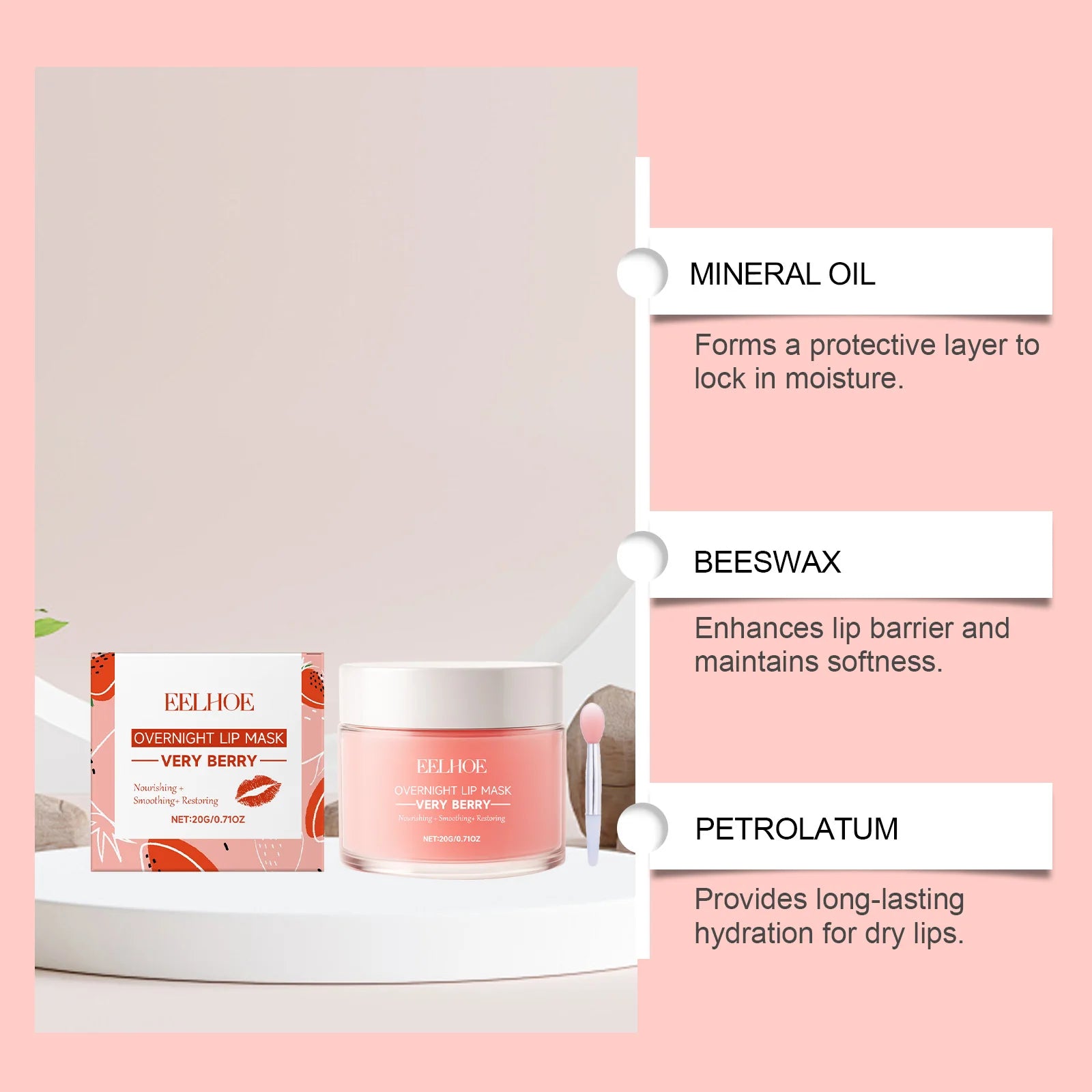 Berry Moisturizing Sleep Lip Mask - Hydrating, Lightweight, Non-Sticky, Gentle, and Moisturizing Lip Care