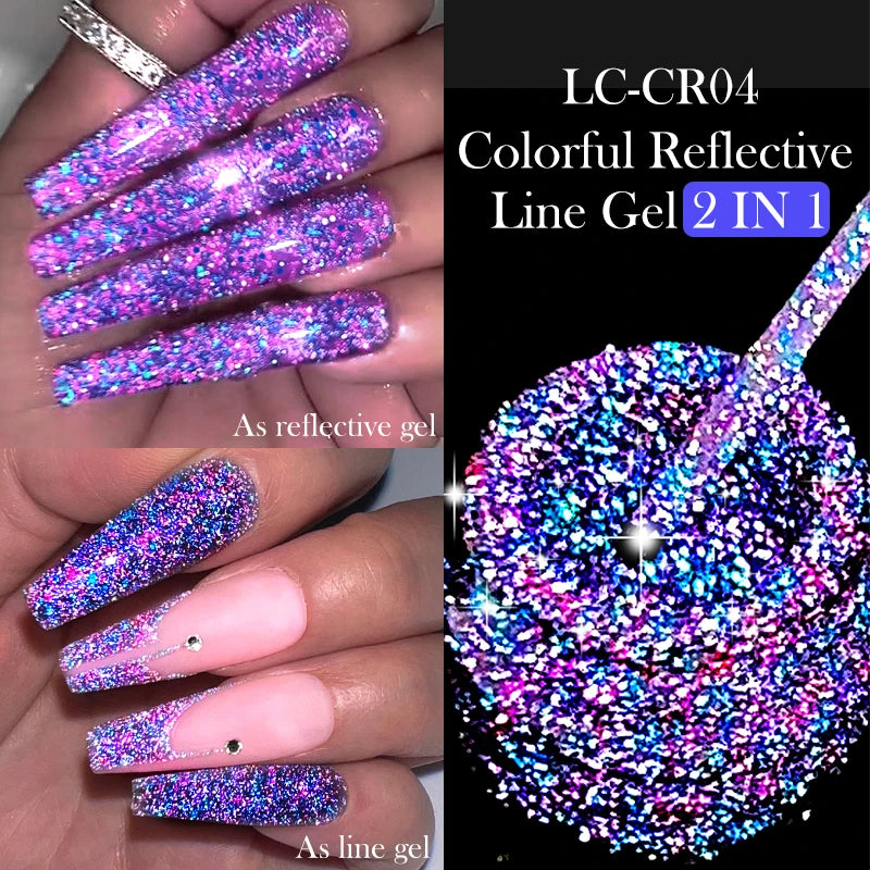 LILYCUTE 5ml Super Bright Metallic Painting Liner Gel Nail Polish UV LED Painting Gel Nail Art Drawing Stripe Pull Line UV Gel