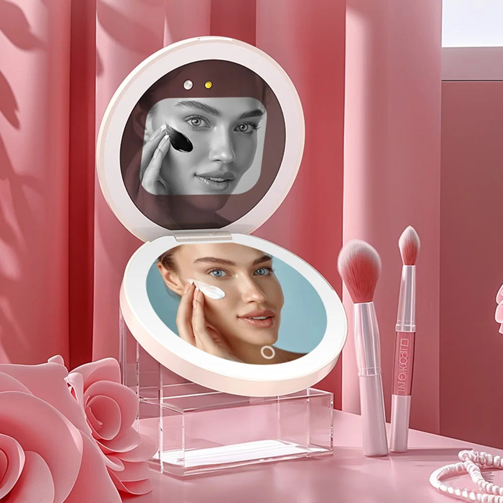 TENGMIR UV Smart Sunscreen Makeup Mirror Sunscreen detection mirror UV mirror sunscreen Testing Portable LED light makeup mirror