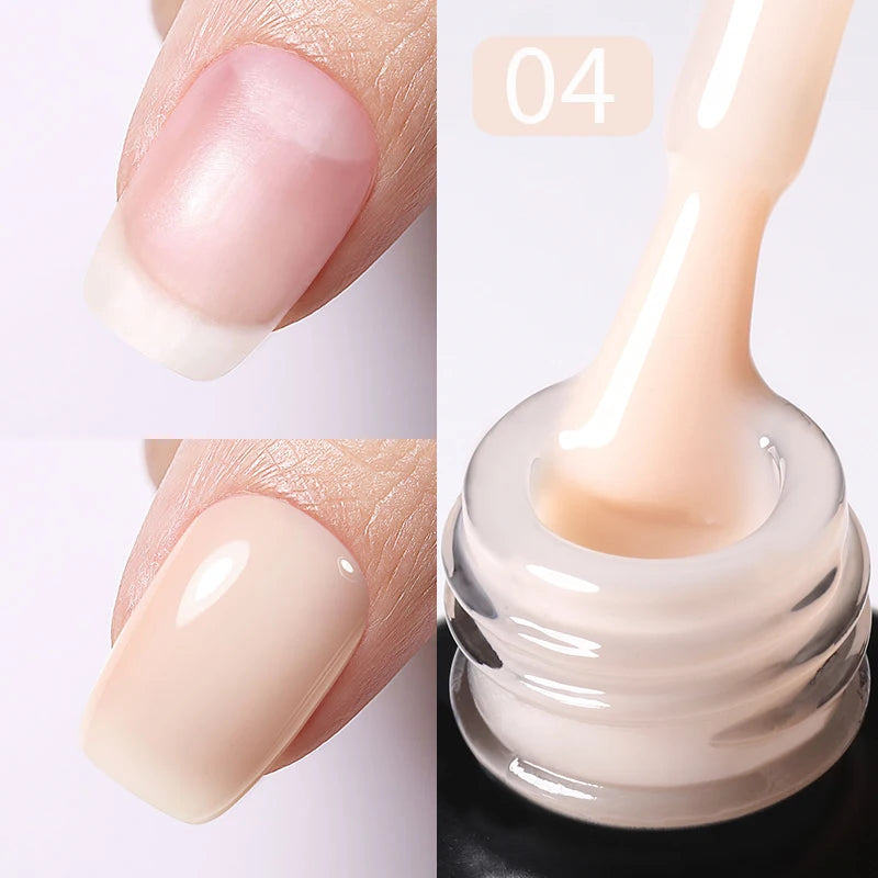 BORN PRETTY 15ml Jelly Nude Rubber Base Gel Natural Milky White Clear Semi permanent Self-Leveling Soak Off UV LED Gel Varnish