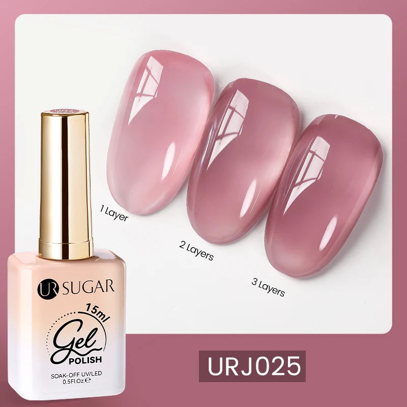 UR SUGAR 15ml Fiber Rubber Base Gel Upgrade Broken Nail Repaired Fiberglass Clear Quick Building UV Construction Gel Soak Off