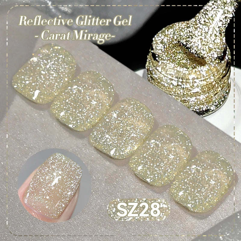 BORN PRETTY 10ml Sliver Carat Mirage Reflective Glitter Gel Nail Polish Sparkling Ultra Shine Soak Off UV Nail Art Gel Varnish