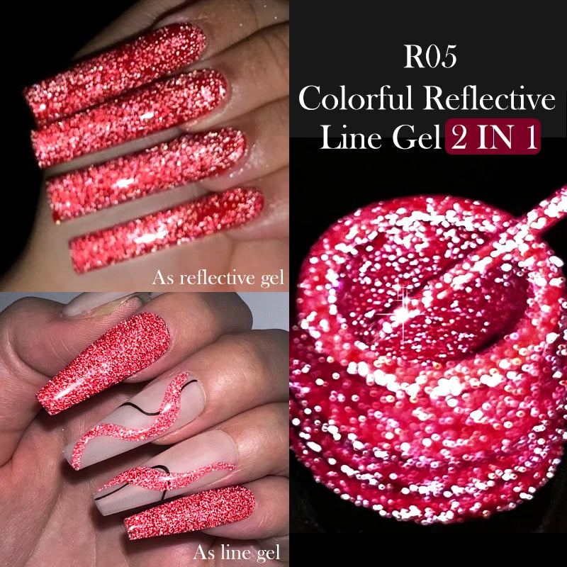 LILYCUTE 5ml Super Bright Metallic Painting Liner Gel Nail Polish UV LED Painting Gel Nail Art Drawing Stripe Pull Line UV Gel