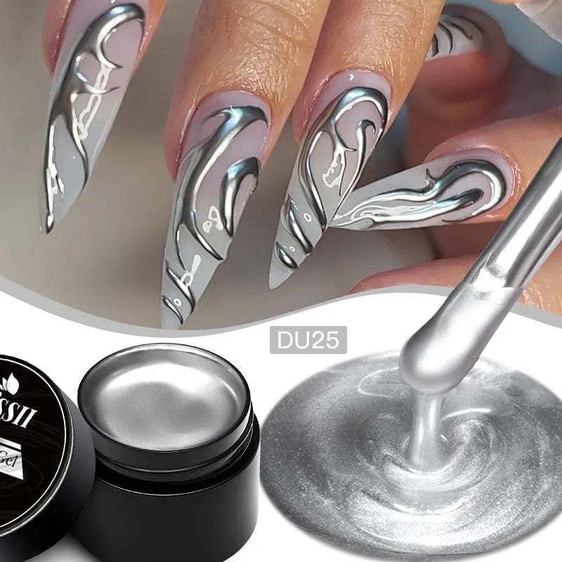 Mtssii 8ml Metallic Painting Nail Gel Polish Gold Silver Creative Elastic Nail Gel for PaintingDrawing Magic Mirror Gel Varnish