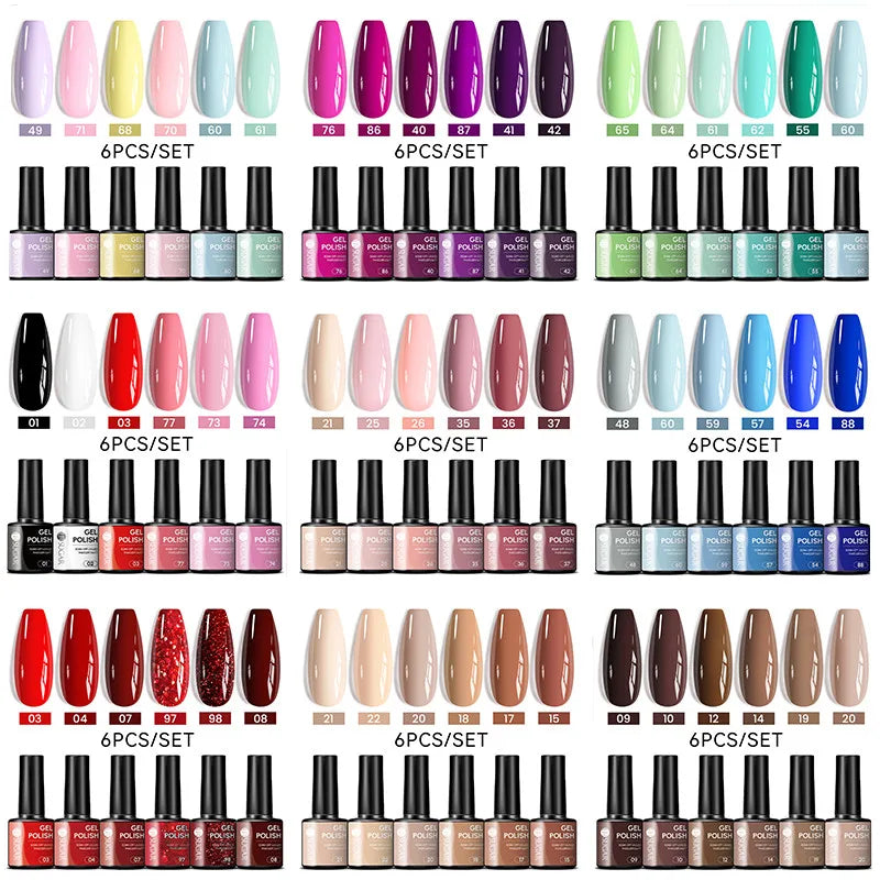 UR SUGAR 7ml All Season Gel Nail Polish Set Nude Pink Red Glitter Semi Permanent UV Gel Kits All For Manicure Soak Off Vernis