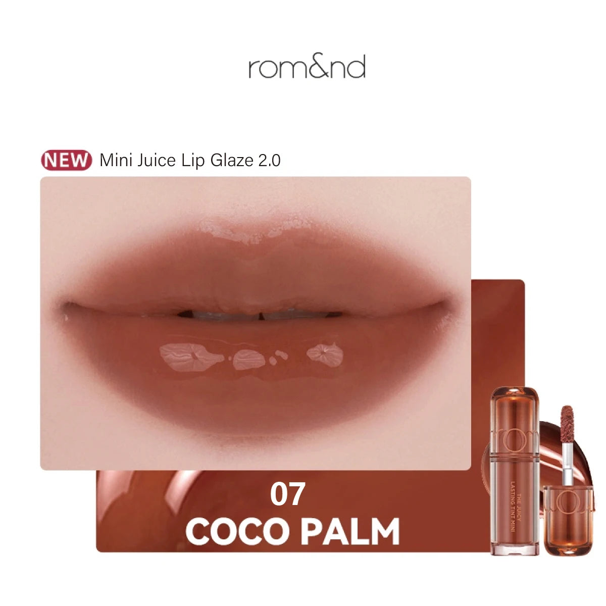 rom&nd THE JUICY LASTING TINT MINI,Juicy Glossy Texture,Lightweight Non-Sticky,Portable Design,Glamour,K-Beauty,Korean Makeup
