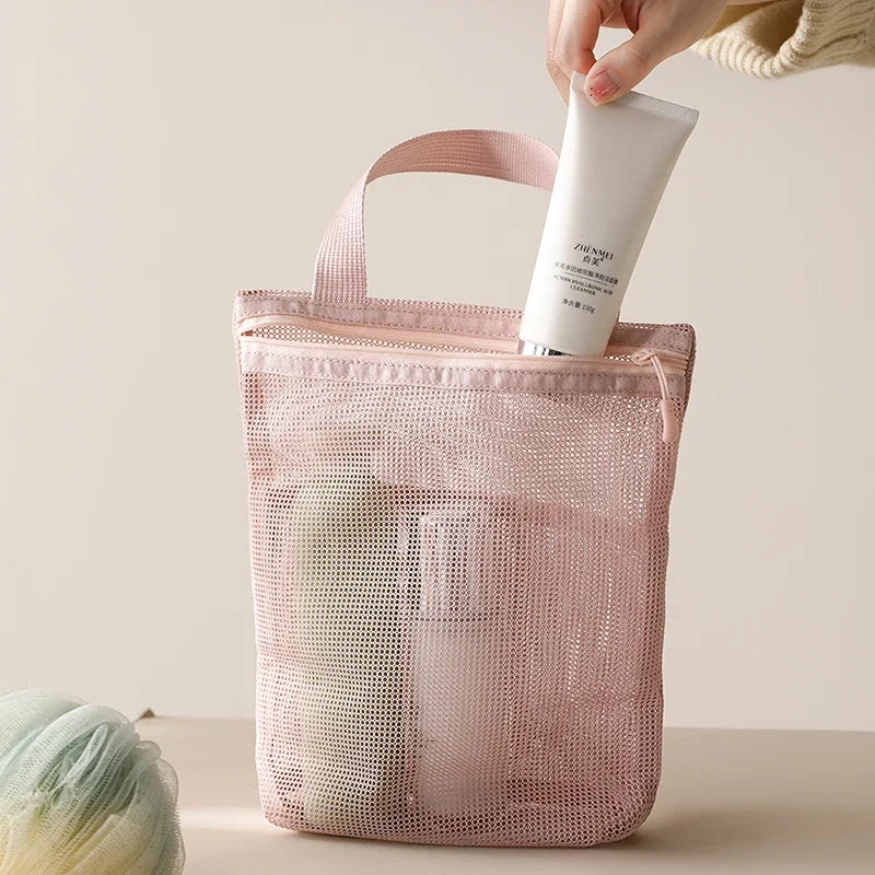 23x26cm Portable Toiletry Bag with Handy Handle Large Capacity Mesh Toiletry  Storage Bag Makeup Bag for Business Trips Travel