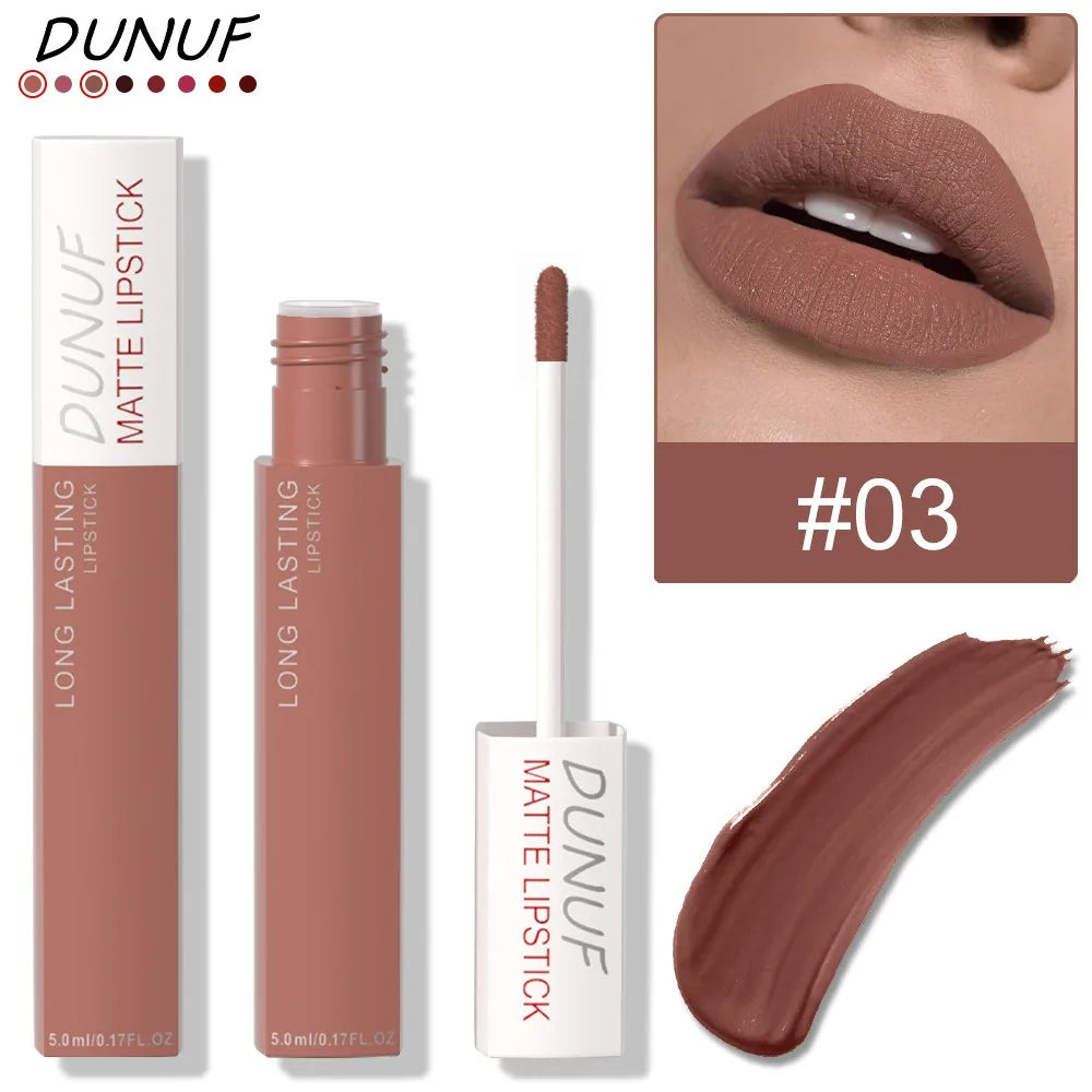 Non Stick Cup Liquid Lipstick Dark Purple Long Lasting Lip Gloss Matte Velvet Finish Resistant To Fading Waterproof Lip Cosmetic