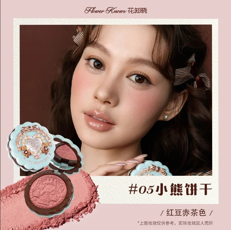Flower Knows Strawberry Rococo Series Embossed Blush 5g Blush Powder Berry Mary Blusher Palette Makeup Profesional