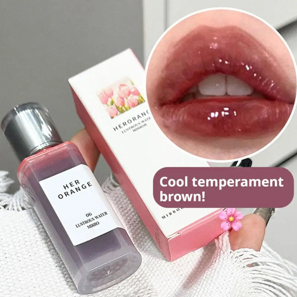 Clear Mirror Lip Gloss Water Light Lip Tint Hydrating Lipstick Glossy Shine Non Sticky Long Lasting Beauty Makeup Nude Color