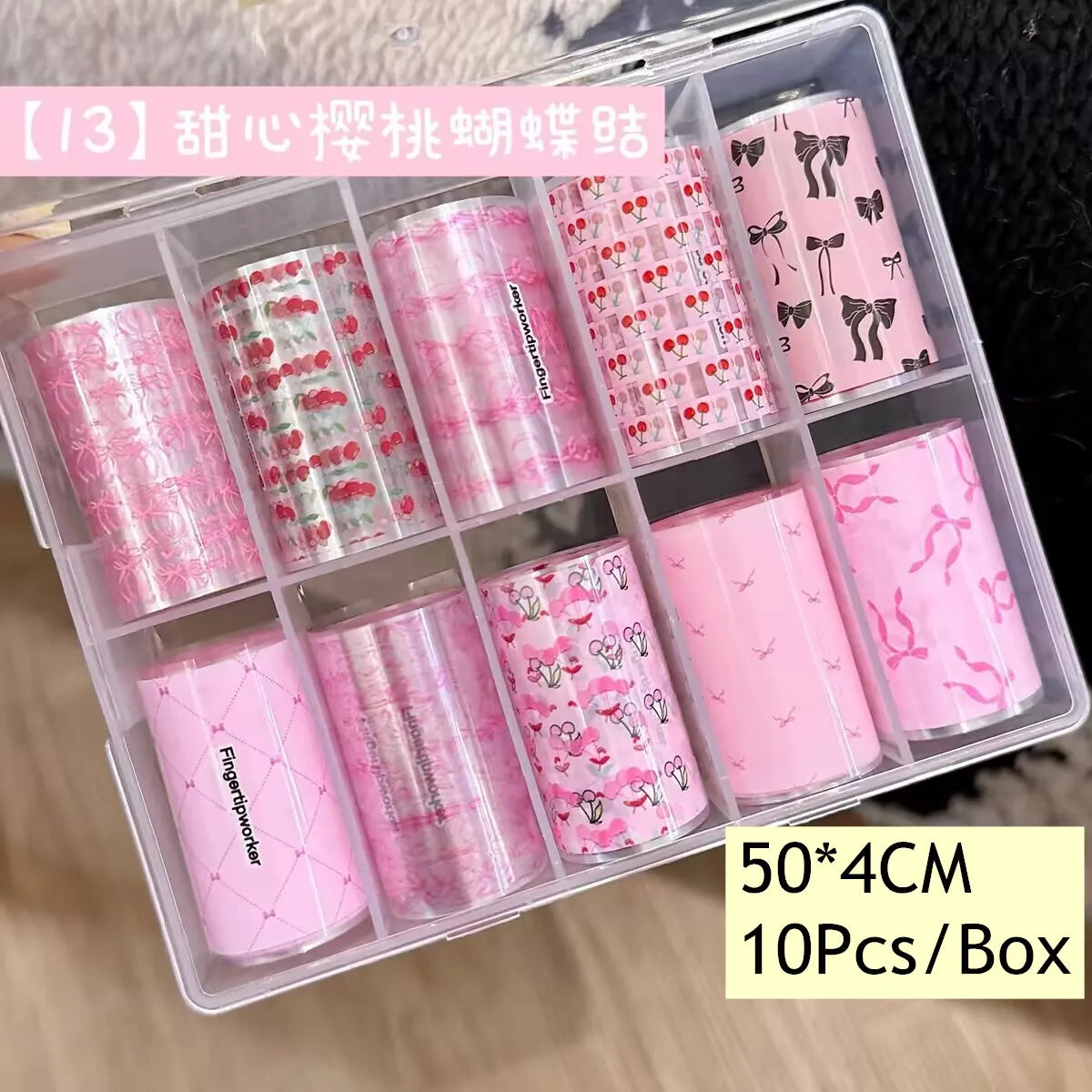 10Rolls Plaid Thousand-Bird Bow  Stars Nail Foils Transfer Paper  Nail Art Stickers  Manicure Set Decal  Nails Decoration