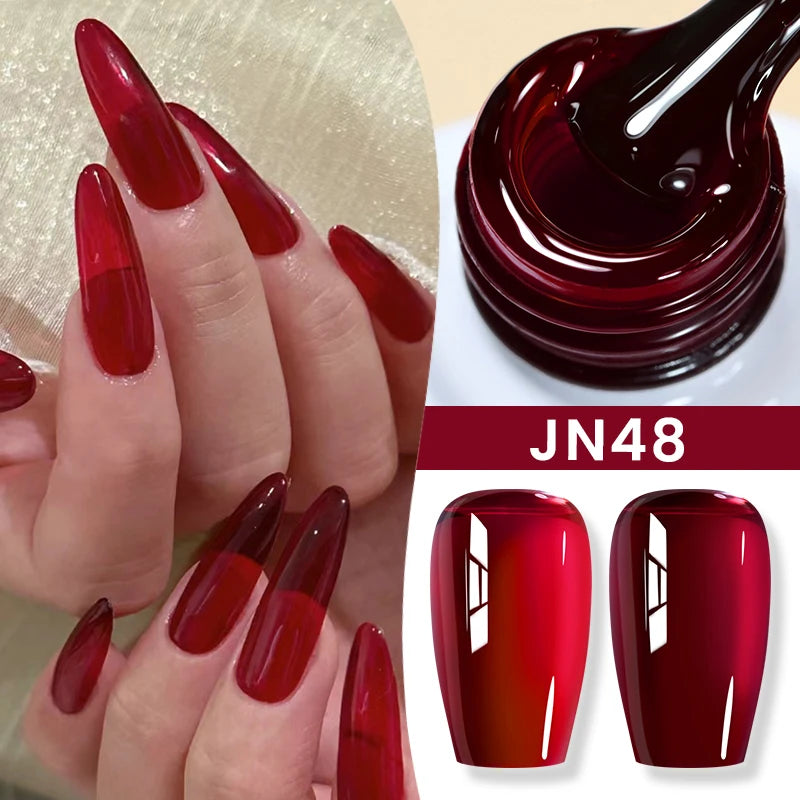 BORN PRETTY 10ml Blood Red Jelly Gel Nail Polish Halloween Nails Art Gel Polish Sheer Translucent Nail Gel for Winter Manicure
