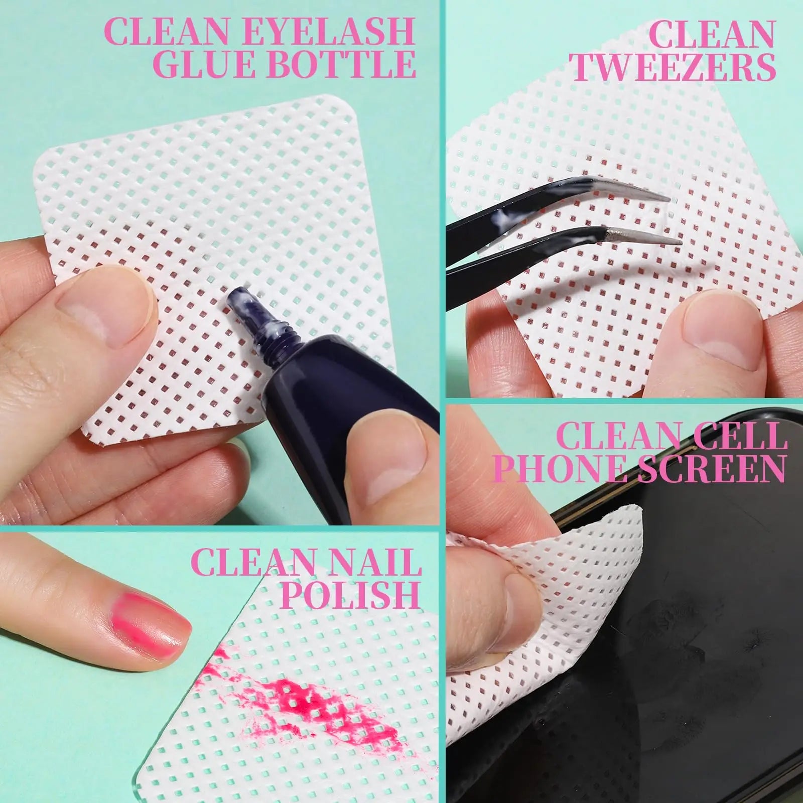 YIKOOLIN 200 Pieces Lint-Free Nail Wipes Professional Eyelash Extension Glue Wipes Nail Polish Removal Wipes for Salon Use