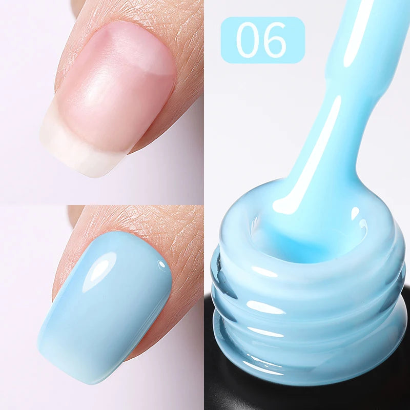 BORN PRETTY 15ml Jelly Nude Rubber Base Gel Natural Milky White Clear Semi permanent Self-Leveling Soak Off UV LED Gel Varnish