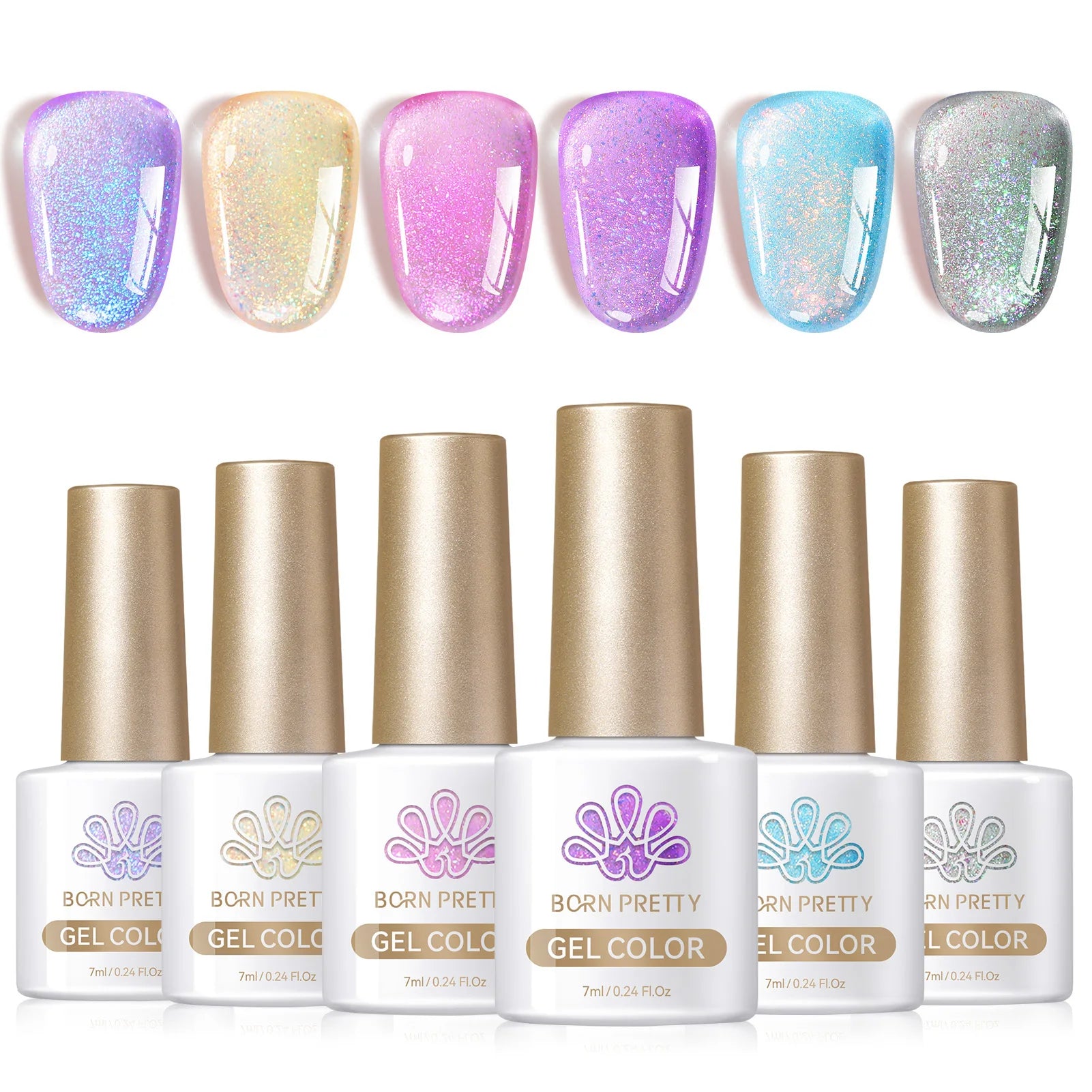 BORN PRETTY 6pcs Crystal Amber Gel Nail Polish Set Jelly Pink Nude Winter Semi Permanent Soak Off UV LED Varnish Manicure Kits