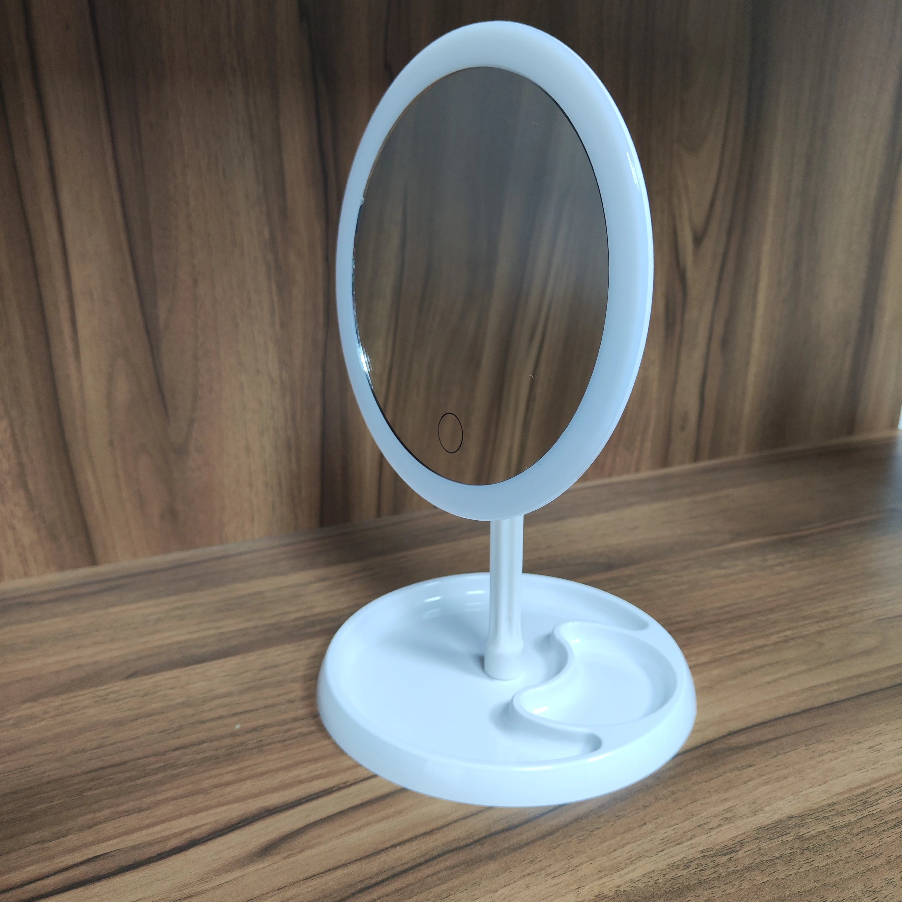 LED vanity mirror intelligent adjustable three-color light vanity mirror desktop fill light mirror one touch charging model