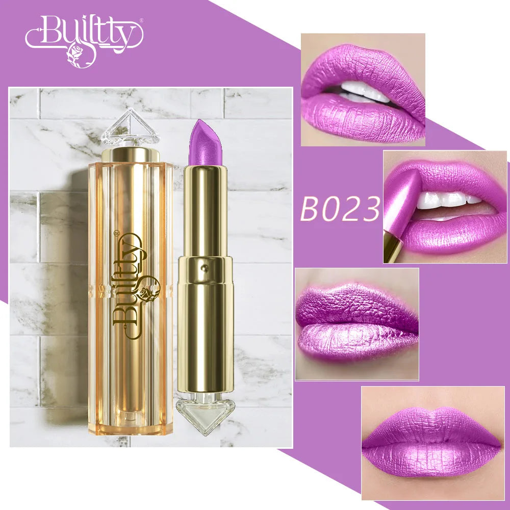 BUILTTY Korean Glitter Pearl Dropshiping Lipstick Matte Nude Color Long Lasting Waterproof Wholesale Price Red Pink Purple
