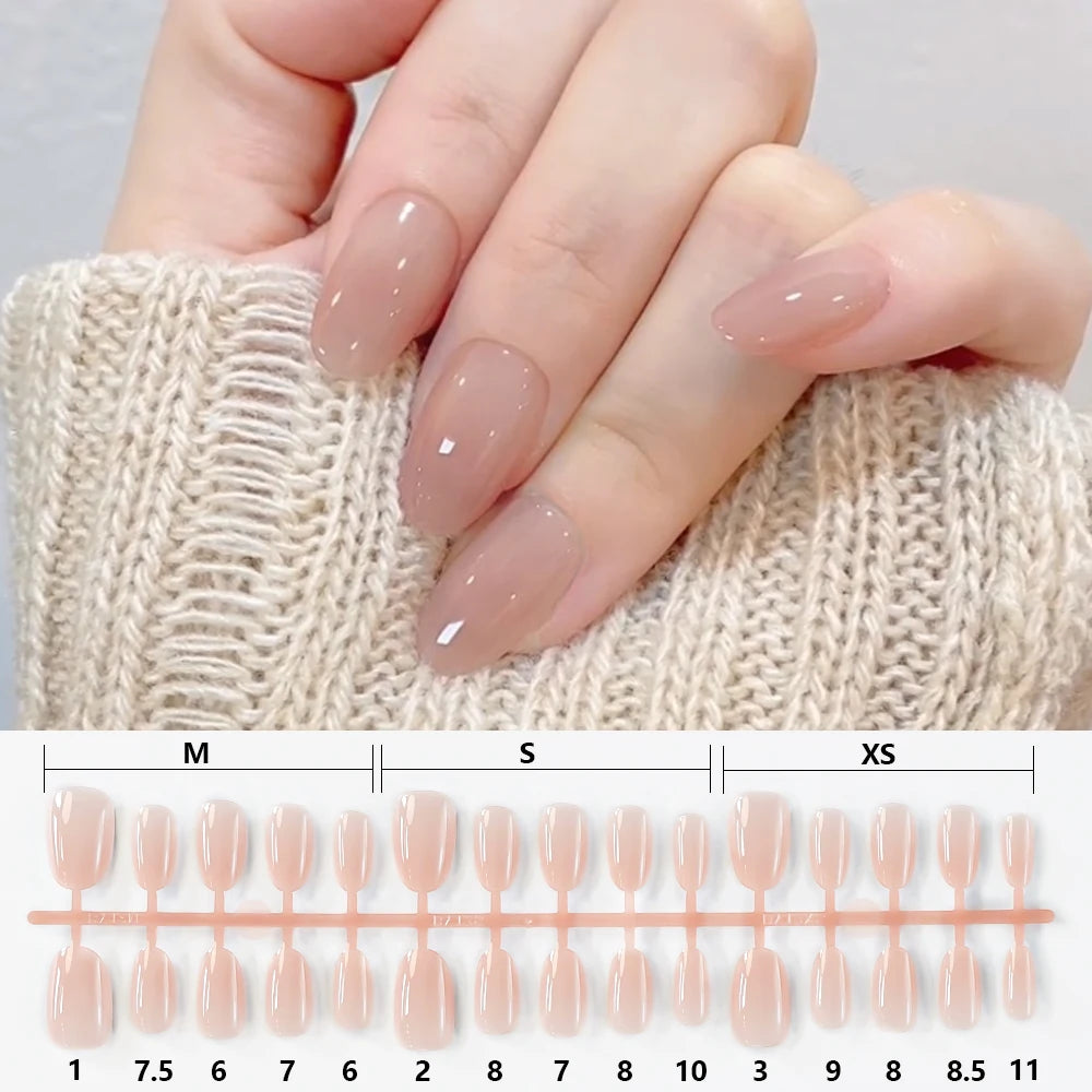 150Pcs Gradient Nude Short Almond Fake Nails XS/S/M Size Glossy Full Cover Press On Nail for Women Daily Wear False Fingertips