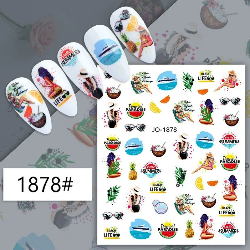 Nail Art Stickers Woman Girl Sexy Sticker Body Press on Nail Slider Black White Decal Decoration Nail Design Accessories Wraps