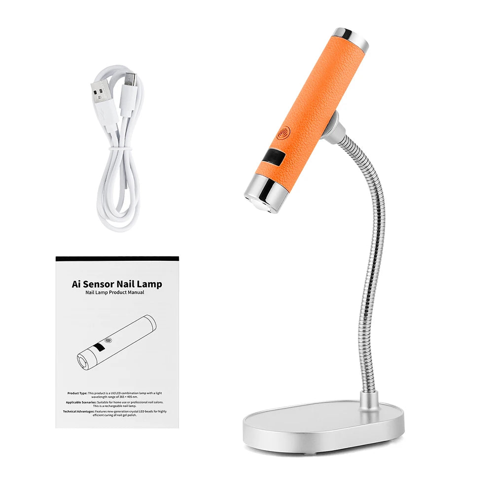 Portable Nail Dryer Light UV Nail Lamp Rechargeable Gel Nails Lamp With Flexible Hose  LED Therapy Light Nail Art Tools