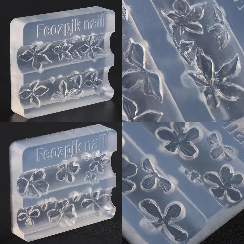 2/3pcs Relief Lily Flowers Nail Carving Mold 3D Silicone Hibiscus Flowers Petals Modeling Templates Clear Resin Epoxy Nail Tools