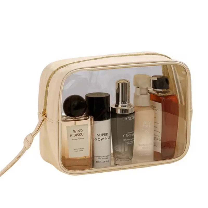 New Fashion Travel Portable Transparent Handheld Makeup Storage Bag Multi purpose Increased Capacity PVC Waterproof Toilet Bag
