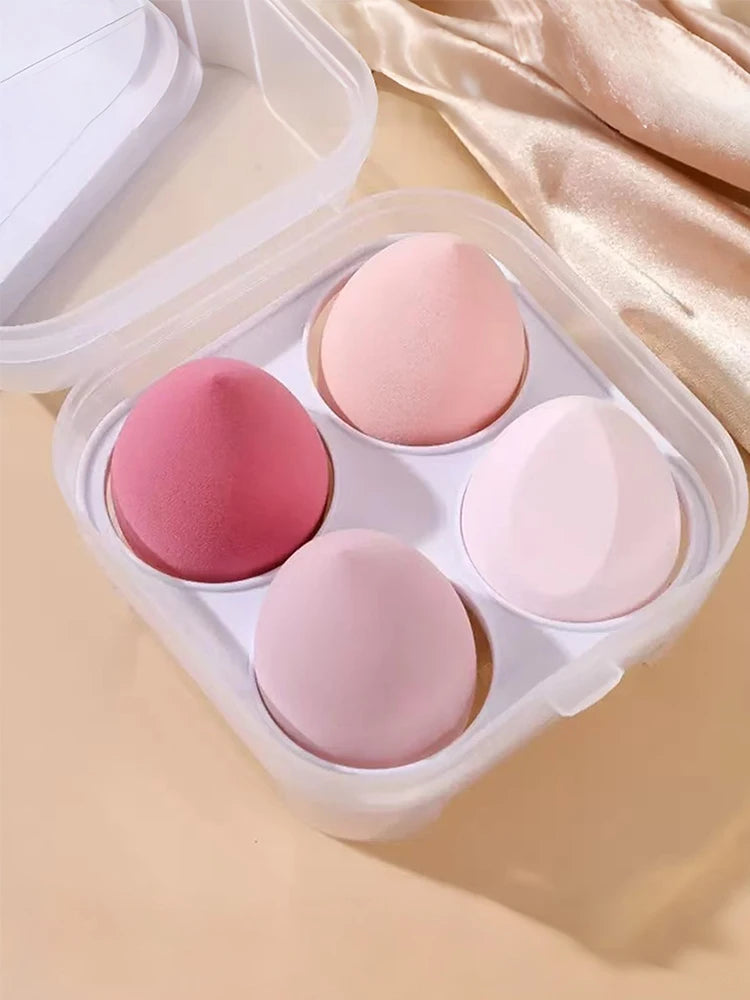 1Box Makeup Sponge Puffs (4pcs) - Blending Sponge For Foundation, Powder & Liquid Makeup, Makeup Sponge With Travel-Friendly Sto