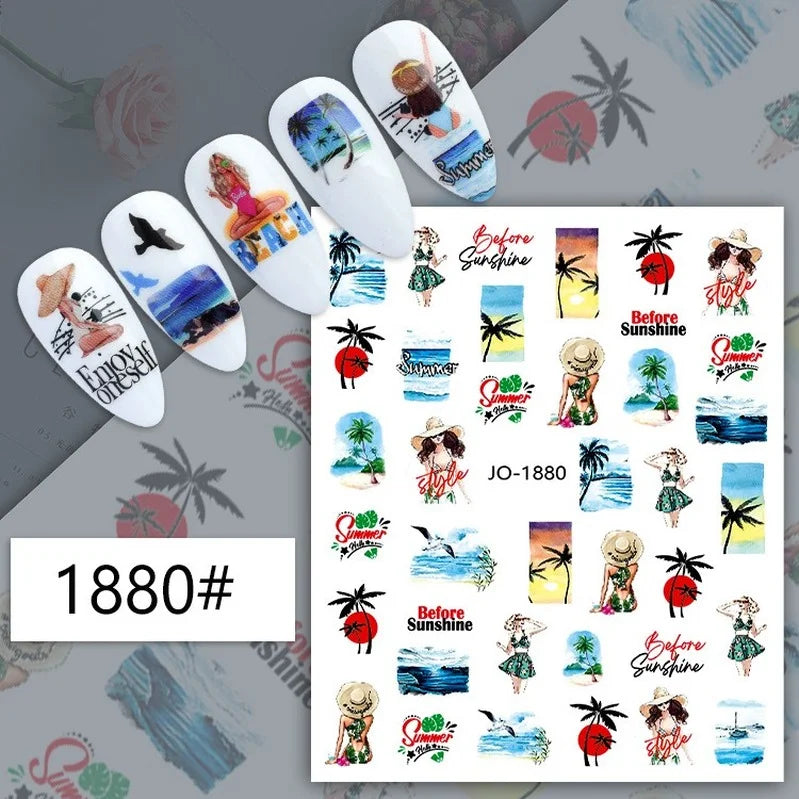Nail Art Stickers Woman Girl Sexy Sticker Body Press on Nail Slider Black White Decal Decoration Nail Design Accessories Wraps
