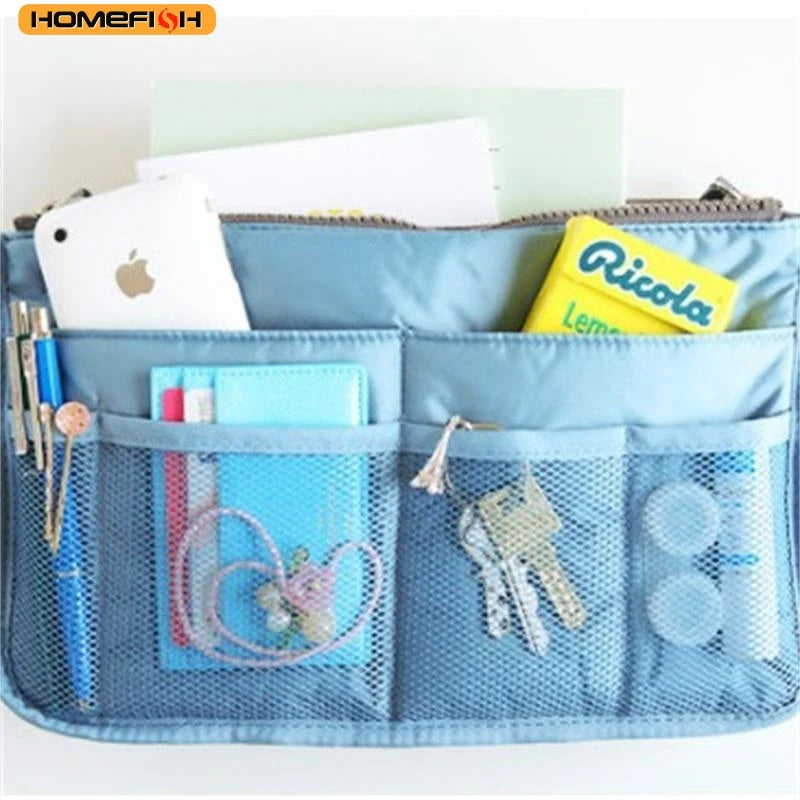 HOMEFISH Multi Functional Large Capacity Makeup Bag Portable Double Zipper Toiletries Travel Storage Bag Mommy Bag Multi Pocket