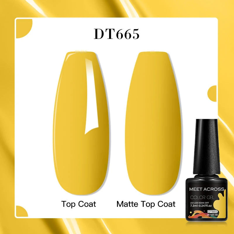 MEET ACROSS 160 Colors 7.3ml Gel Nail Polish Vernis Glitter Sparkly Semi Permanent Soak Off LED UV Gel Varnish Nail Art Manicure