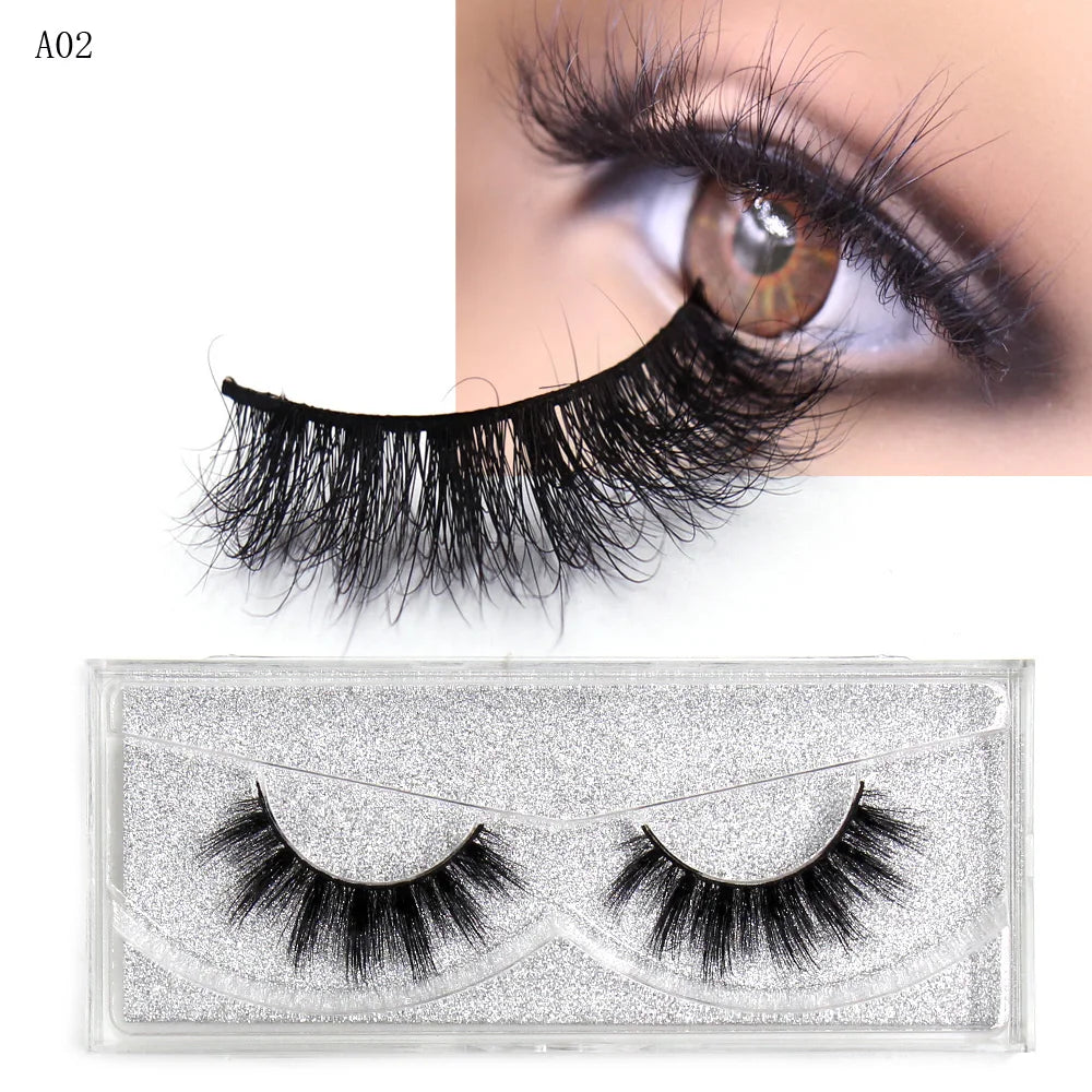 LEHUAMAO 5D Mink Hair False Eyelashes Wispy Cross Natural Mink Lashes Fluffy Eyelash Extension Tools Makeup Handmade Eye lashes
