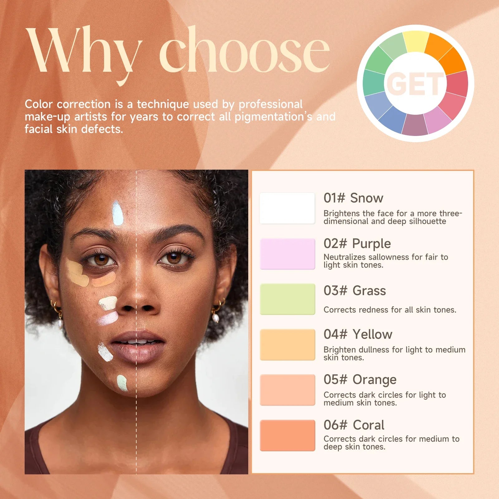 Nude Facial Foundation Color Correcting Concealer Stick Green Purple Contour Full Coverage Oil Control Brighten Skin Makeup