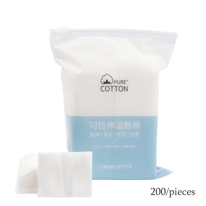 200PCS Wet Cotton Stretch Disposable Water Saving Cotton Pad Portable Makeup Removal Cotton Piece Breathable Facial Mask Paper