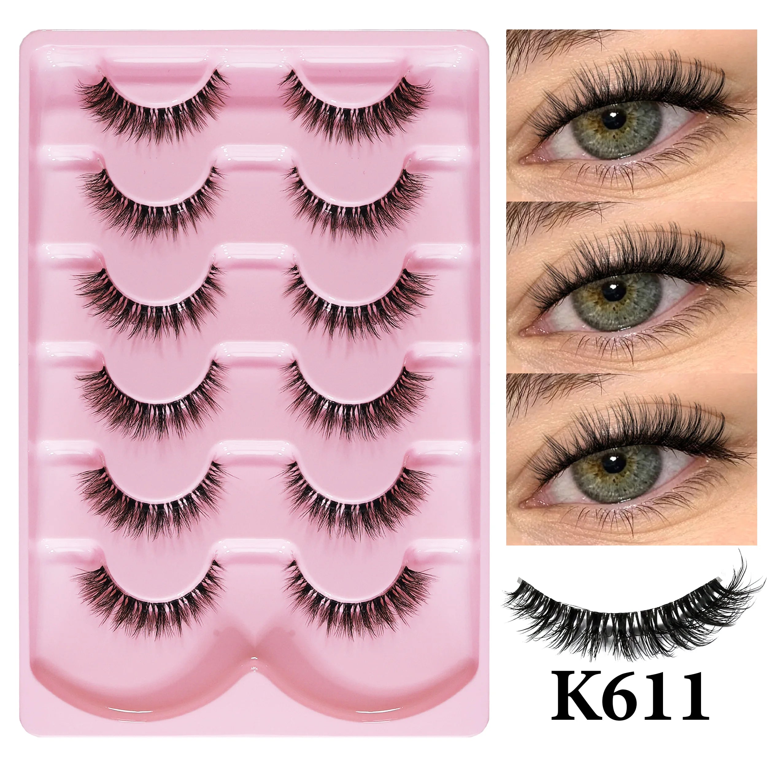 MIOFIA New 5 Pairs Fake Lashes D Curl Fluffy Soft Volume Eyelash Extensions Natural Look 3D Faux Mink False Eyelashes Makeup