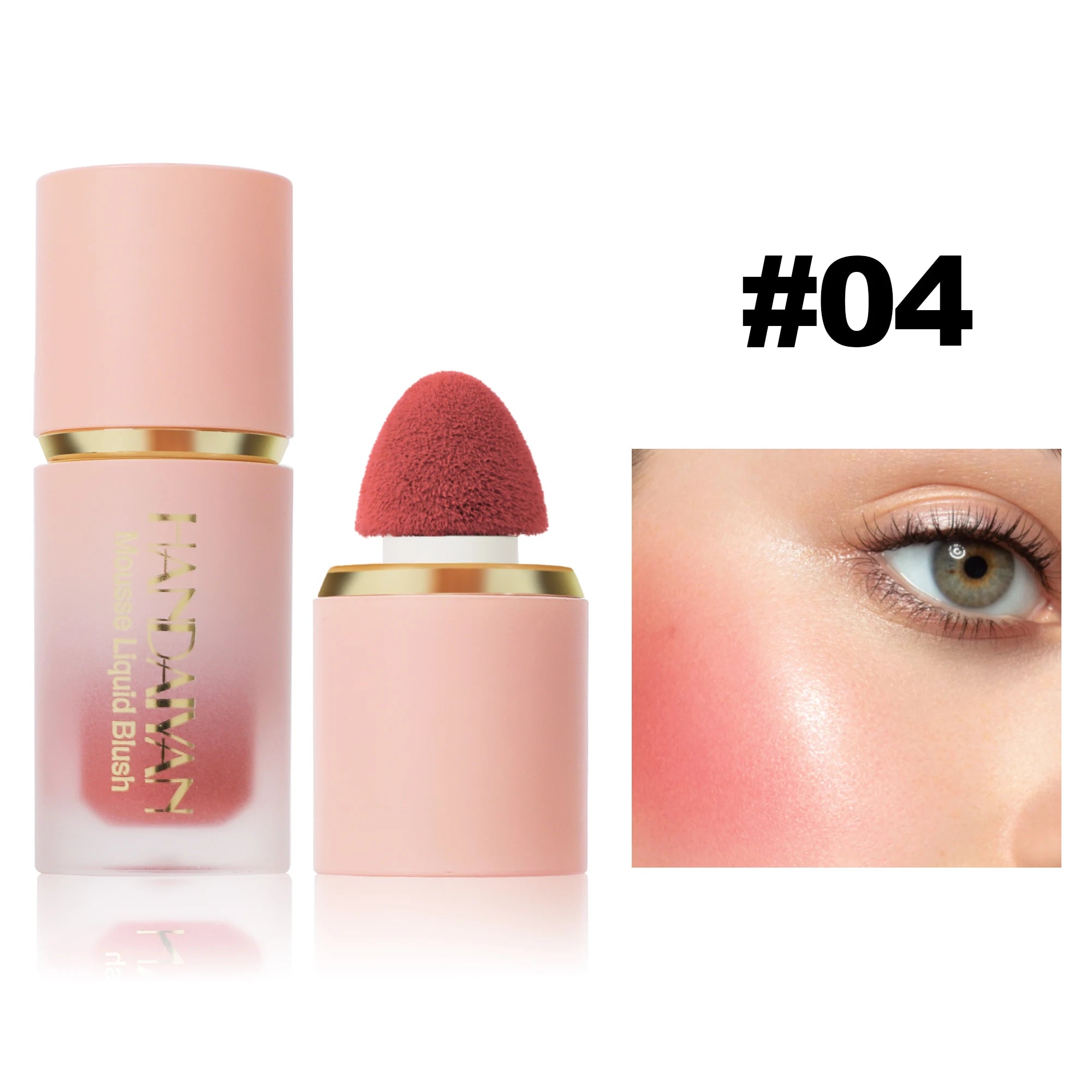 6 Colour Matte Liquid BlushEasy to apply long lasting waterproof blush sponge brush head