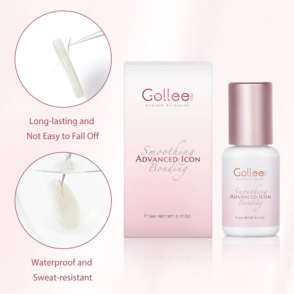 Gollee 1s Dry Eyelashes Adhesive Mixed Floral Fragrance Eyelash Extension Glue with Bonder Glue Lash Accelerator Waterproof Bond