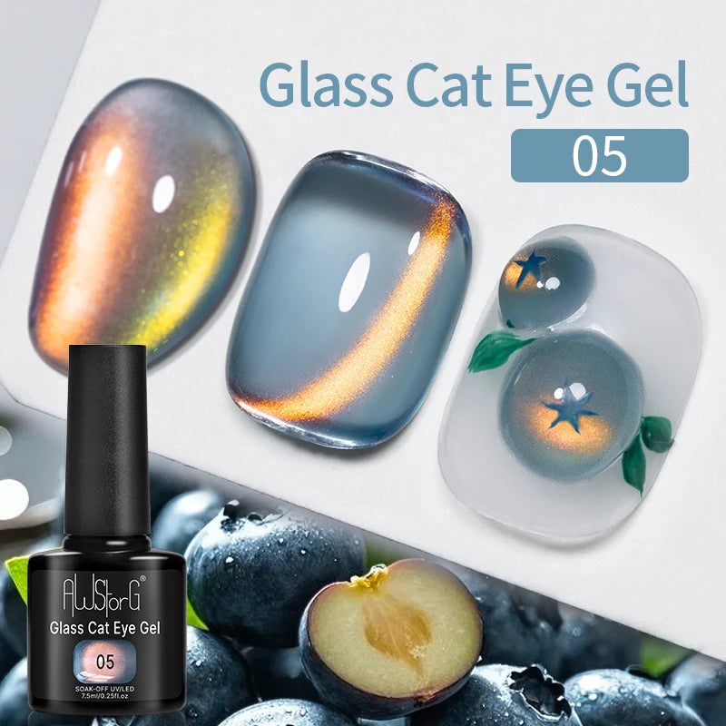 AWStorG 7.5ml Golden Gradient Cat Eye Nail Polish Gel Phototherapeutic Gel Soak Off Nail Magnetic Gel Polish Nail Art DlY