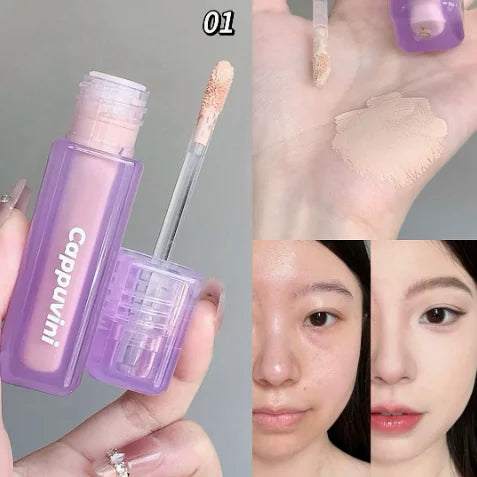 Cappuvini Velvet Highlighter Concealer Liquid Cover Acne Marks Dark Circles Brighten Skin Tone Moisturize Long-lasting Makeup