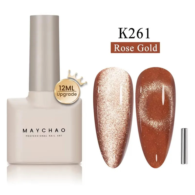 MAYCHAORomantic Galaxy Cat Eye Gel Nail Polish With Magnet Soak off UV Holographic Magnetic Rainbow Gel Polish for Nail Manicure