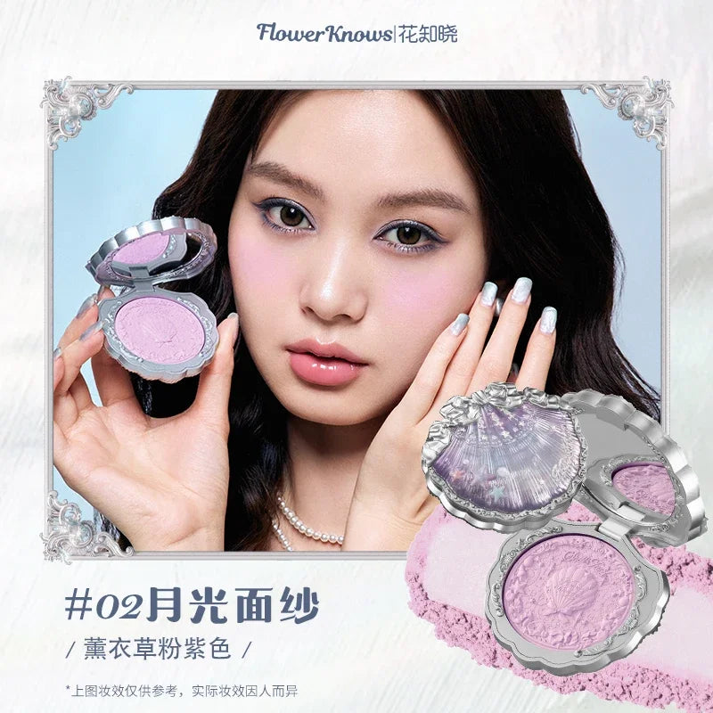 Flower Knows Strawberry Rococo Series Embossed Blush Fine Powder Makeup Smooth Long-Lasting Blusher Face Enhancing Makeup Color