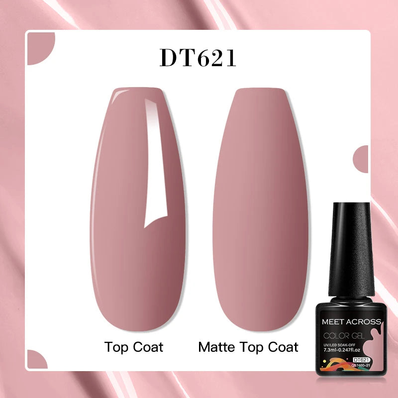 MEET ACROSS 160 Colors 7.3ml Gel Nail Polish Vernis Glitter Sparkly Semi Permanent Soak Off LED UV Gel Varnish Nail Art Manicure