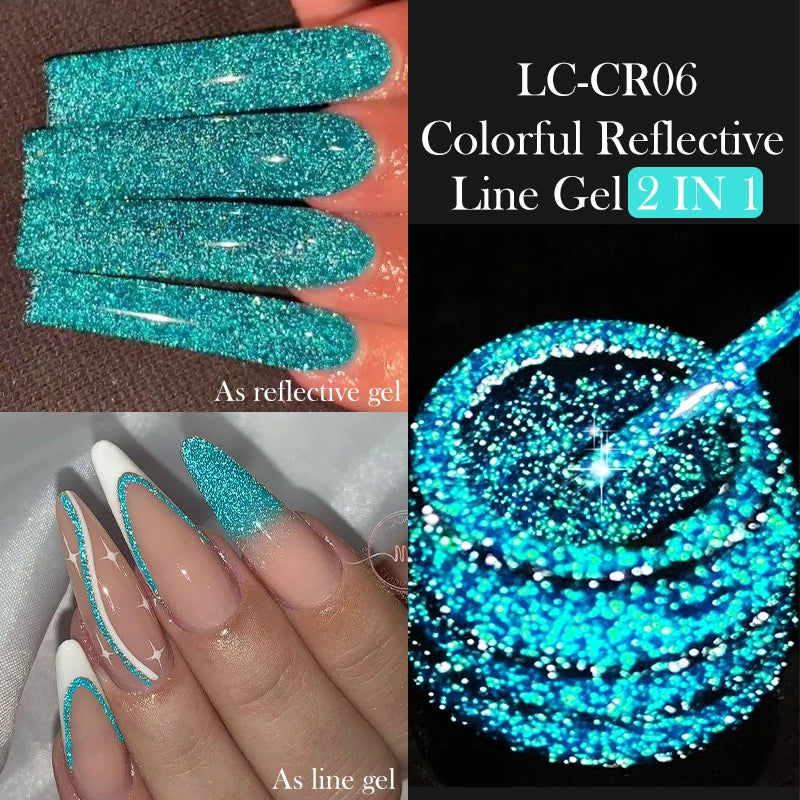LILYCUTE 5ml Super Bright Metallic Painting Liner Gel Nail Polish UV LED Painting Gel Nail Art Drawing Stripe Pull Line UV Gel