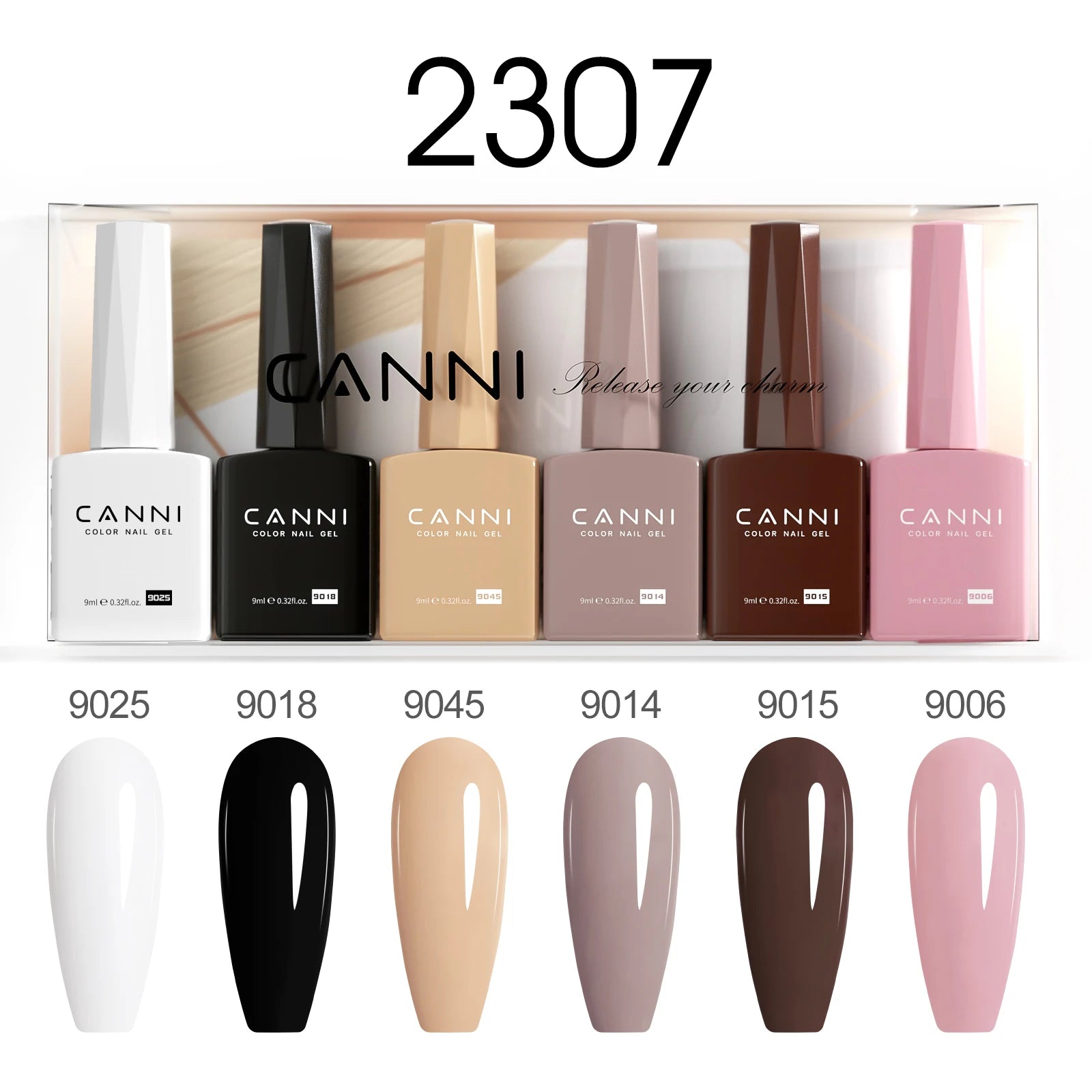 6pcs*9ml CANNI HEMA FREE Nail Gel Polish Set Gorgeous Color Semi Permanent Pigmented Painting Gel Soak off UV LED Gel Nails Kit