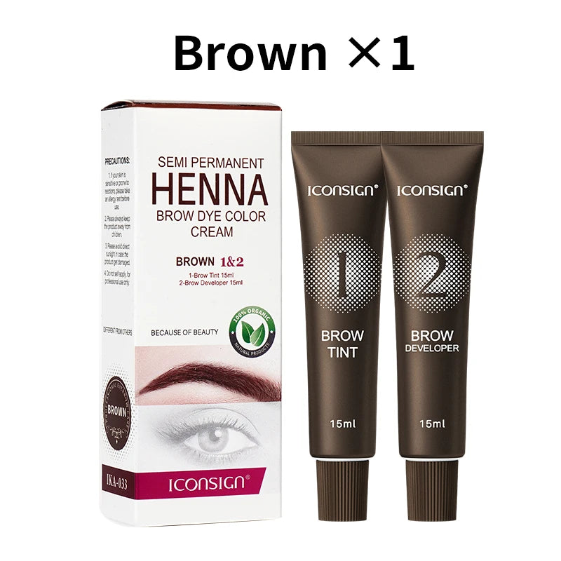 Professional Henna Eyelash Eyebrow Dye Tint 15-minute Fast Deying Cream Tattoo Brow Semi Permanent Eyebrows Tint Dye Makeup