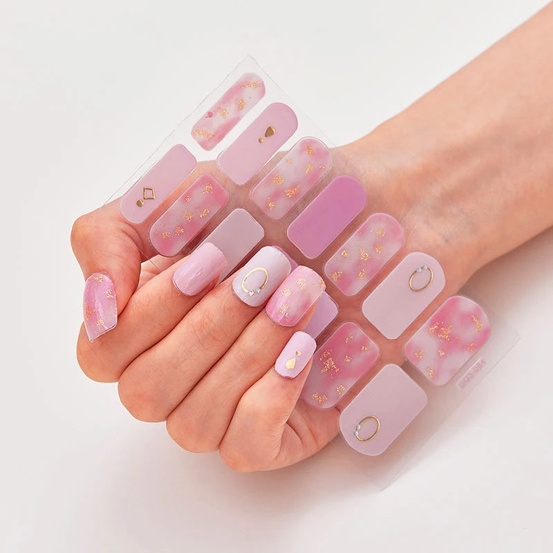 DIY Semi Cured Gel Nail Stickers Long-Lasting Solid Color Nail Strips Patch Slider Nail Sticker Full Cover Decal Manicure Patch
