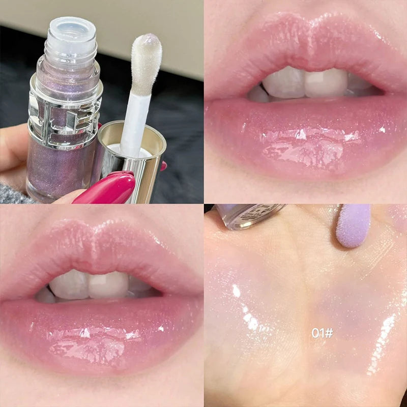 Transparent Moisturizing Lip Gloss Hydrating Drying Lips Mirror Lipstick Makeup Crystal Lip Oil Mirror Lip Glaze Tinted Plumper