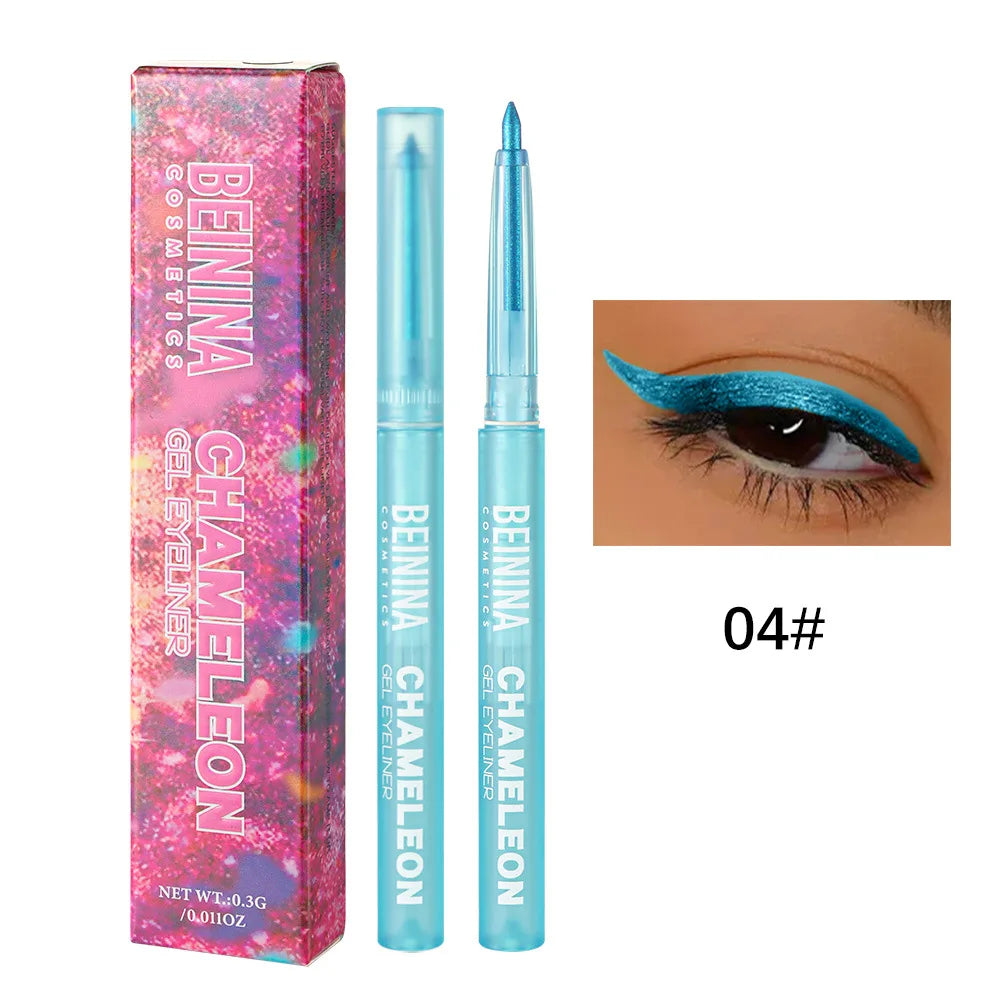 Shiny Chameleon Metallic Blue Eyeliner Gel Pen Eyeshadow Multicolor Eye Liner Pearlescent Polarized Glitter Eyes Pigment Makeup