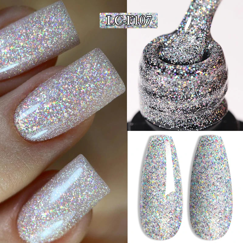 LILYCUTE 7ML 3 IN 1 Platinum Cat Magnetic Gel Nail Polish Silver Moonlight Magnetic Nail Sparkling Glitter Semi Permanent UV Gel